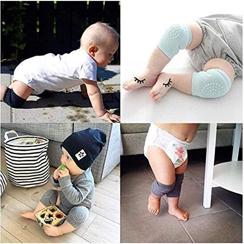 Zelifly 2-Pair Baby Knee Pads for Crawling, Toddlers, Infant, Girl, Elbow Safety Protector, Stretchable Anti-Slip Padded Elastic Soft Cotton Breathable Comfortable and Support Protector Knee (Multi Color)