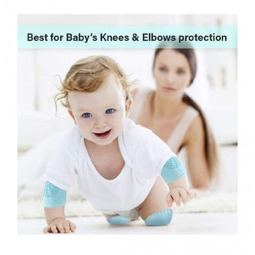 Zelifly 2-Pair Baby Knee Pads for Crawling, Toddlers, Infant, Girl, Elbow Safety Protector, Stretchable Anti-Slip Padded Elastic Soft Cotton Breathable Comfortable and Support Protector Knee (Multi Color)
