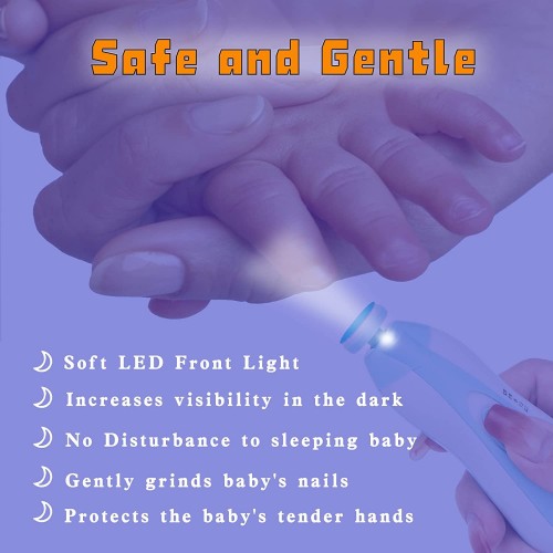 Zelifly Baby Nail Trimmer|Electric & Safe Baby Nail Clippers|6 Grinding Heads For Newborn Toddler Or Adults Toes And Fingernails|Effective Baby Manicure Tools (Multi Color)