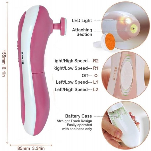 Zelifly Baby Nail Trimmer|Electric & Safe Baby Nail Clippers|6 Grinding Heads For Newborn Toddler Or Adults Toes And Fingernails|Effective Baby Manicure Tools (Multi Color)