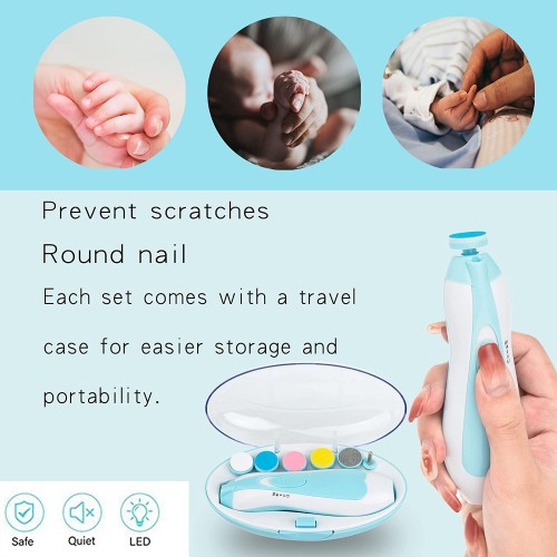 Zelifly Baby Nail Trimmer|Electric & Safe Baby Nail Clippers|6 Grinding Heads For Newborn Toddler Or Adults Toes And Fingernails|Effective Baby Manicure Tools (Multi Color)
