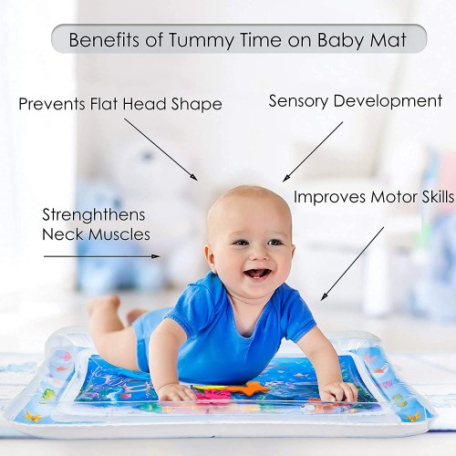 Zelifly Baby Kids Water Play Mat Toys Inflatable Tummy Time Leak-Proof Water Play Mat, Fun Activity Play Center Indoor And Outdoor Water Play Mat For Baby (Water Play Mat), Multicolor