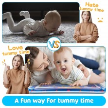 Zelifly Baby Kids Water Play Mat Toys Inflatable Tummy Time Leak-Proof Water Play Mat, Fun Activity Play Center Indoor And Outdoor Water Play Mat For Baby (Water Play Mat), Multicolor