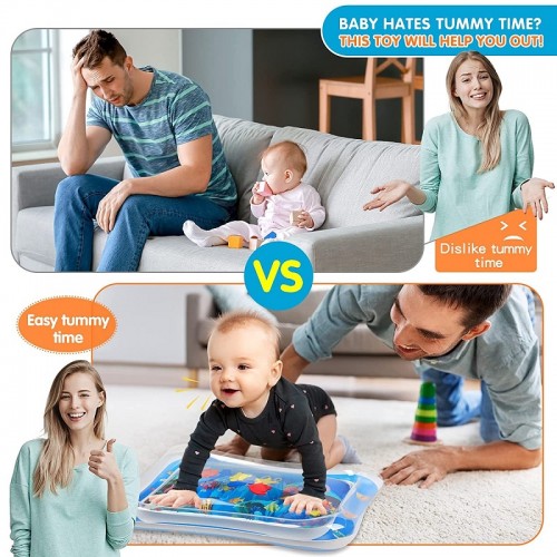 Zelifly Baby Kids Water Play Mat Toys Inflatable Tummy Time Leak-Proof Water Play Mat, Fun Activity Play Center Indoor And Outdoor Water Play Mat For Baby (Water Play Mat), Multicolor