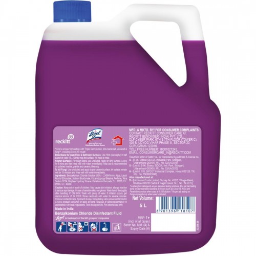 Lizol 5 Litre - Lavender, Disinfectant Surface & Floor Cleaner Liquid