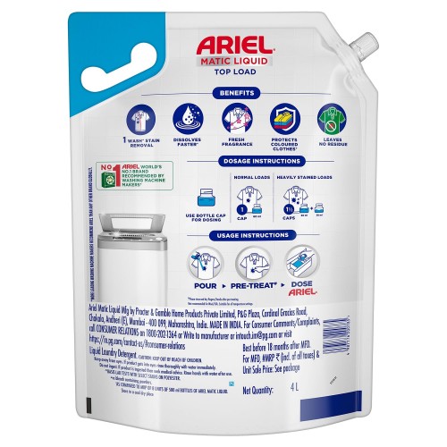 Ariel Matic Top Load Liquid Detergent: 4 L