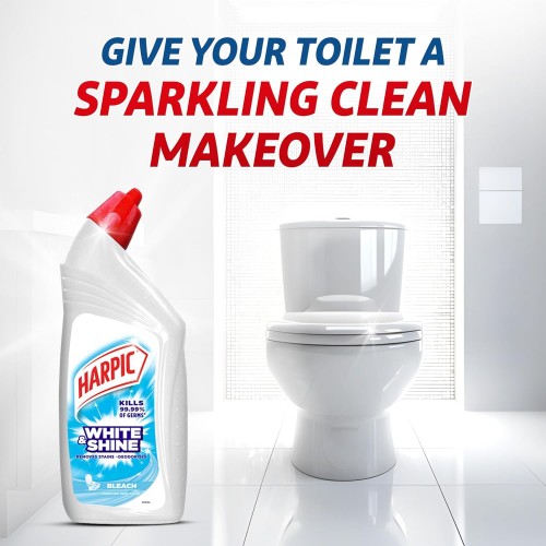 Harpic 1L - Bleach, White and Shine Disinfectant Toilet Cleaner Liquid