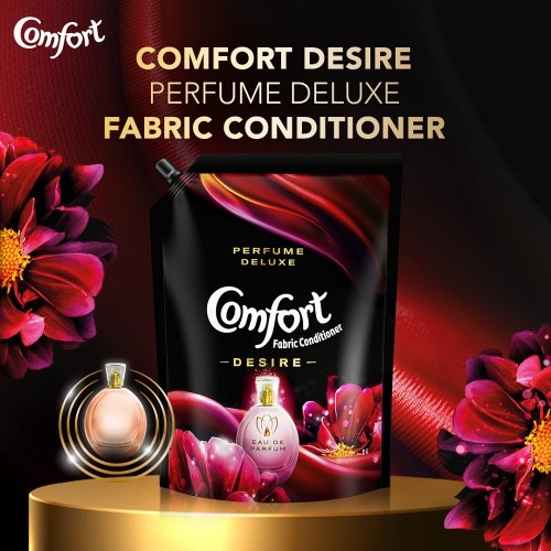 Comfort Perfume Deluxe, Desire, Fabric Conditioner crafted with French perfume fragrances, 2 ltr pouch