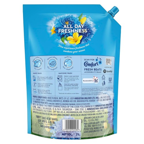 Comfort After Wash Morning Fresh Fabric Conditioner Pouch, 2 ltr, Liquid