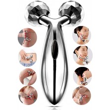 3D Massager Manual Roller (Silver) 360 Rotate Face Full Body Shape for Skin Lifting Wrinkle Remover Facial Massage, 15.5 x 9.5 x 5.3CM