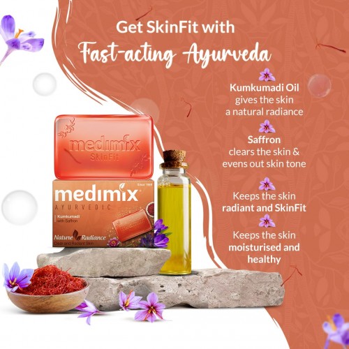 Medimix Ayurvedic Kumkumadi Bathing Soap Bar With Saffron | Kesar 125Gm (Buy 4 & Get 1 Extra Combo Pack)