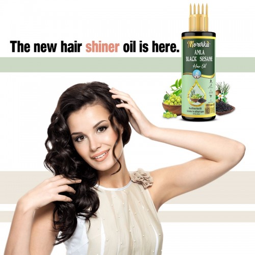 MORVIKA Amla Black Sesame Hair Oil For Hair Fall Control and Hair Growth - Comb Applicator Bottle for Men & Women 100 Ml