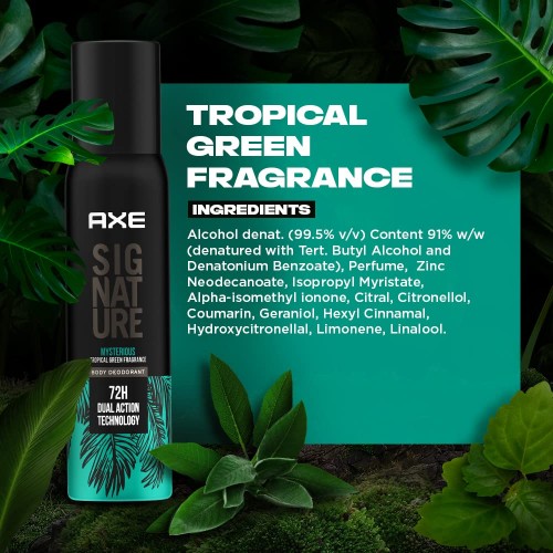AXE Signature Mysterious Long Lasting No Gas Aerosol Body Deodorant perfume For Men 200 Ml