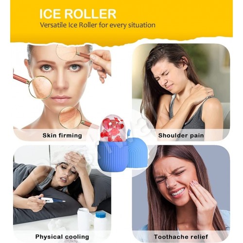  Ice Roller for Face Massager | Reusable Ice Holder Tool for Glowing & Clear Skin | Easy to Use and Carry | Cold Massage Therapy for Skin Multi Color