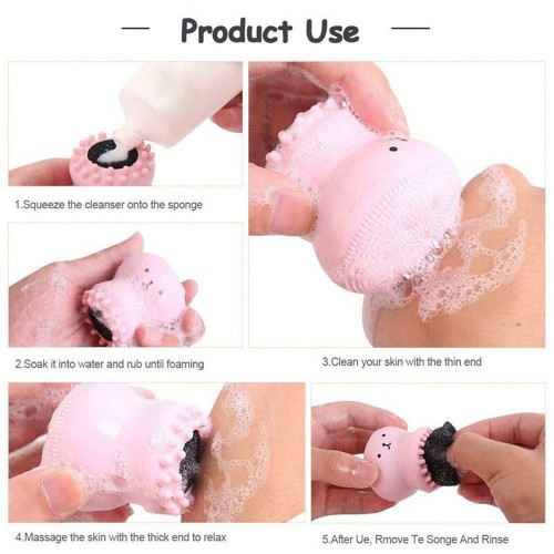 Octopus Design Silicone Facial Cleansing Brush Face Exfoliator Massager Beauty Tool -Multicolour