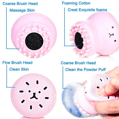 Octopus Design Silicone Facial Cleansing Brush Face Exfoliator Massager Beauty Tool -Multicolour
