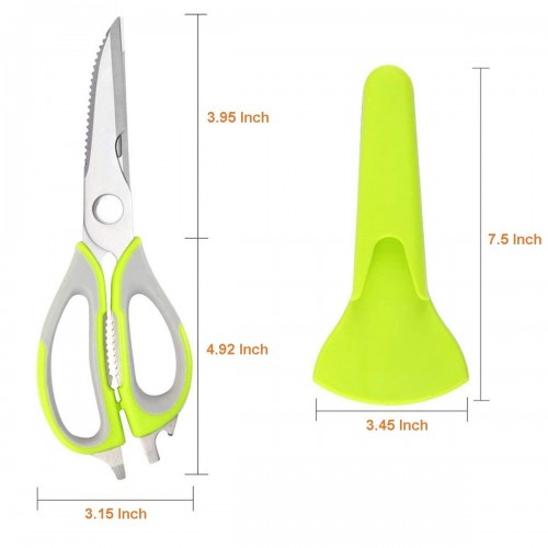 Kitchen Scissors Stainless Steel Shears Heavy Duty 10 in 1 Household Scissors with Magnetic Holder for Chicken, Fish, Seafood, Cutter, Peeler, Opener, Slicer (Set of 1), Multicolor
