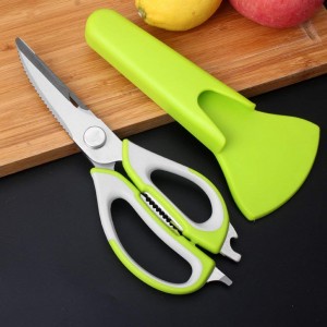 Kitchen Scissors Stainless Steel Shears Heavy Duty 10 in 1 Household Scissors with Magnetic Holder for Chicken, Fish, Seafood, Cutter, Peeler, Opener, Slicer (Set of 1), Multicolor