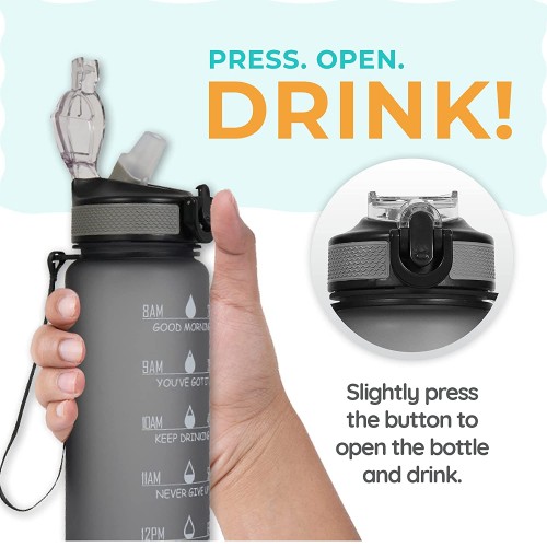 Motivational Water Bottle 1-L Multi Color