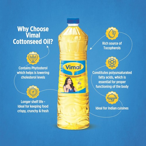 Vimal Cottonseed Oil: Healthy Kapasiya 1 LITER