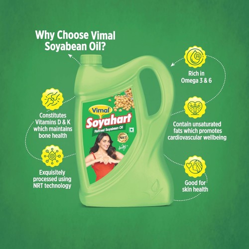 Vimal Soyahart Refined Soyabean Oil | Soyabean Oil for Healthy Lifestyle 5 LITER